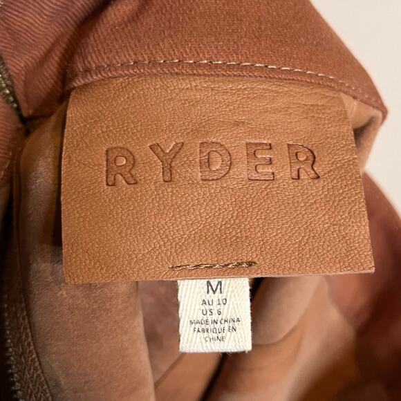 RYDER Soft Australia Lamb Leather Brown Mini Skirt Size 6 Quiet Luxury Old Money - Picture 5 of 7